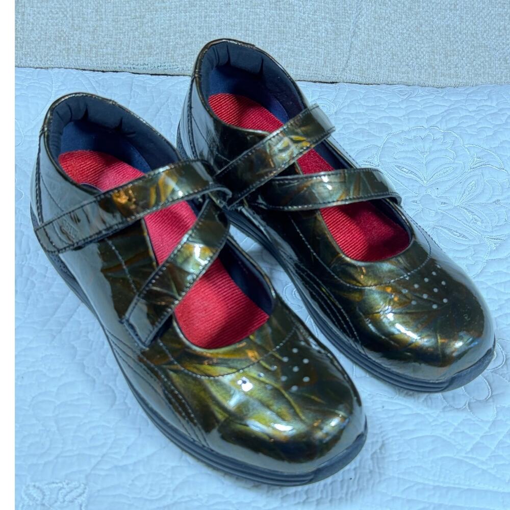 Aetrex Women 9.5 Bronze Drew Orthopedic Mary Jane Casual Comfort Shoe Adjustable
